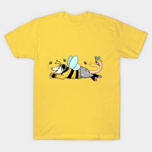 Opossum with bee costume and bumble bees T-Shirt